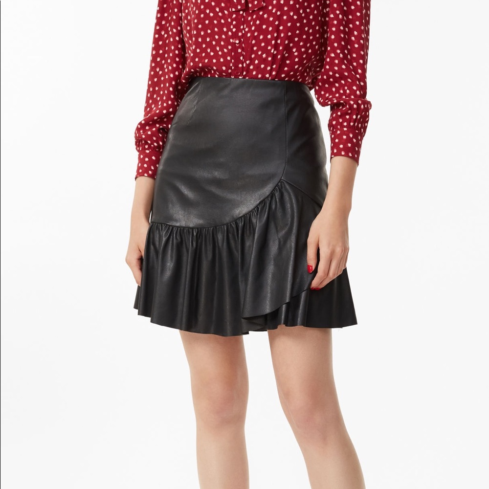 Rebecca Taylor Leather Ruffle Skirt